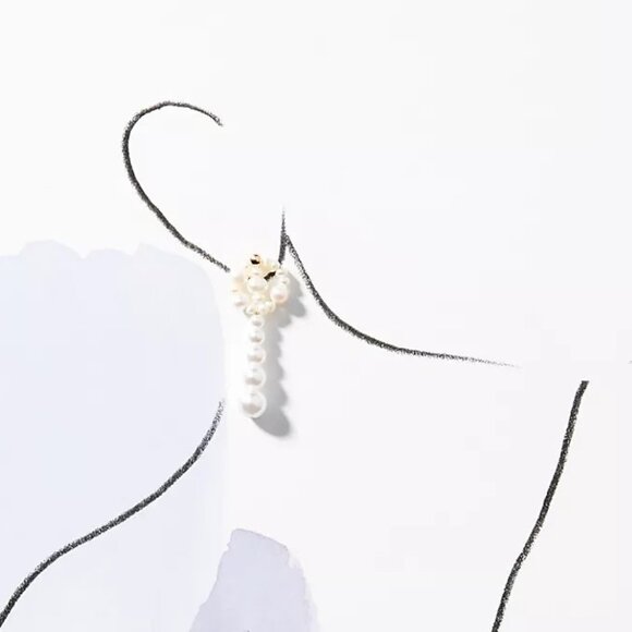 Anthropologie Floral Pearl Drop Earrings - Picture 3 of 7
